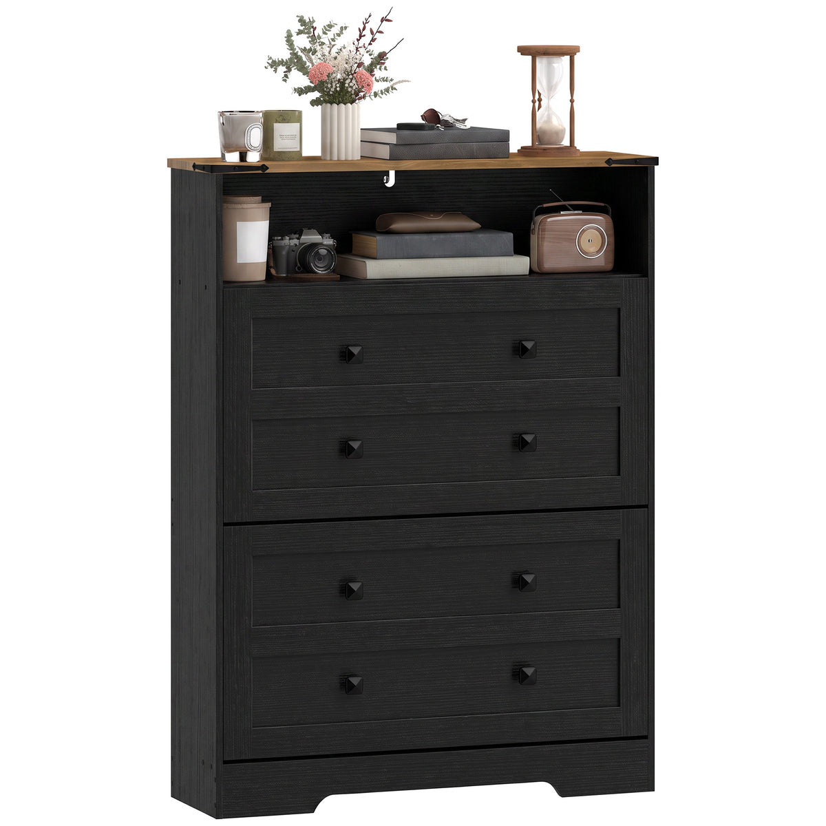 Slim Entryway Shoe Cabinet with 2 Flip Drawers – 31"W x 43"H