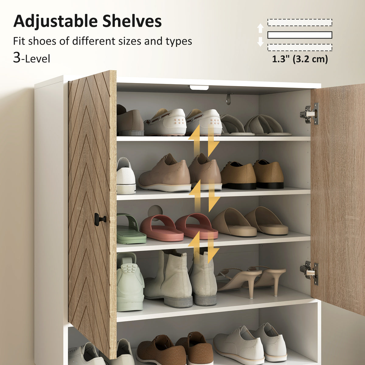 5-Tier Shoe Cabinet with Doors – 30"W x 38"H