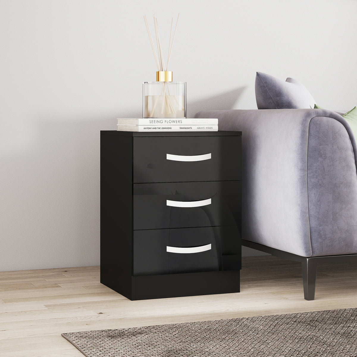 High Gloss Multi-Drawer Nightstands, Set of 2 – 16"W x 22"H