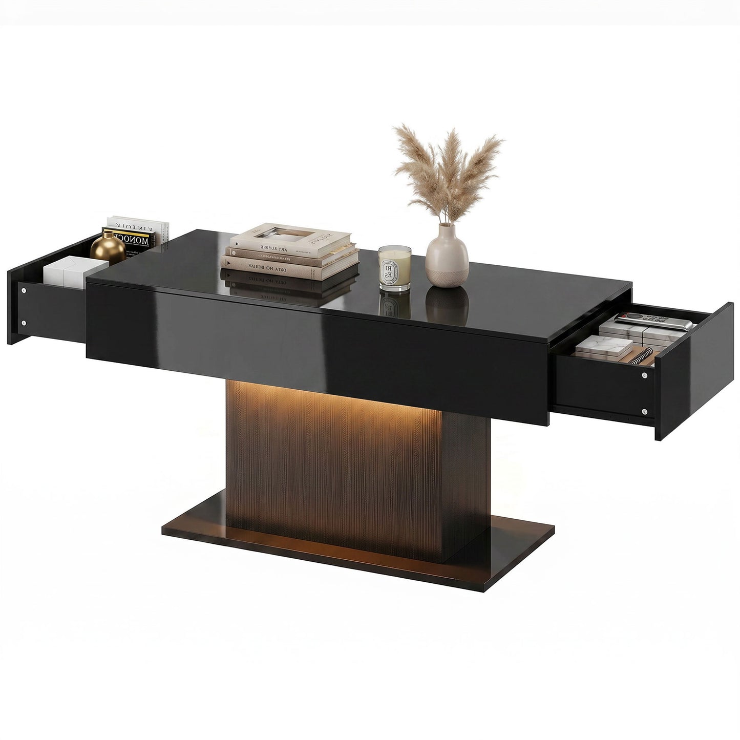 HOMCOM LED Coffee Table High Gloss Black