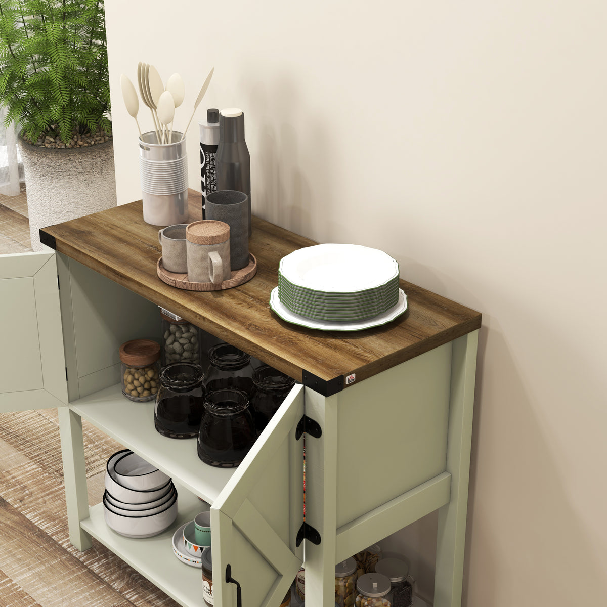 35" Farmhouse Sideboard Console with Barn Doors