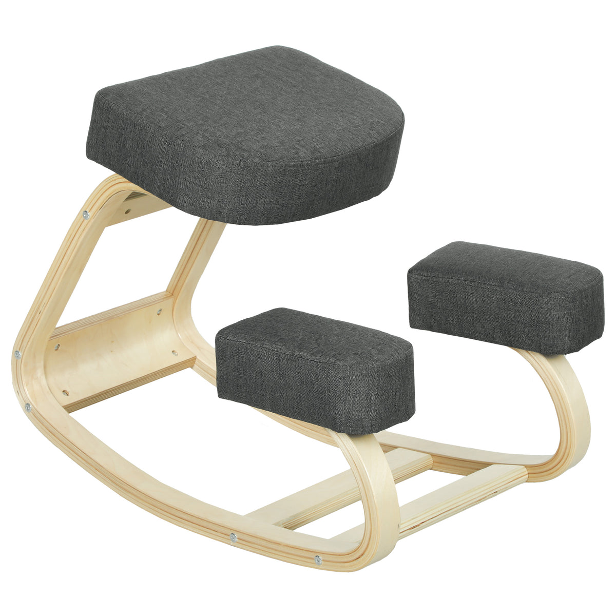 Ergonomic Kneeling Chair, Wood Kneel Stool with Thick Pads, Desk Knee Chair, Dark Grey