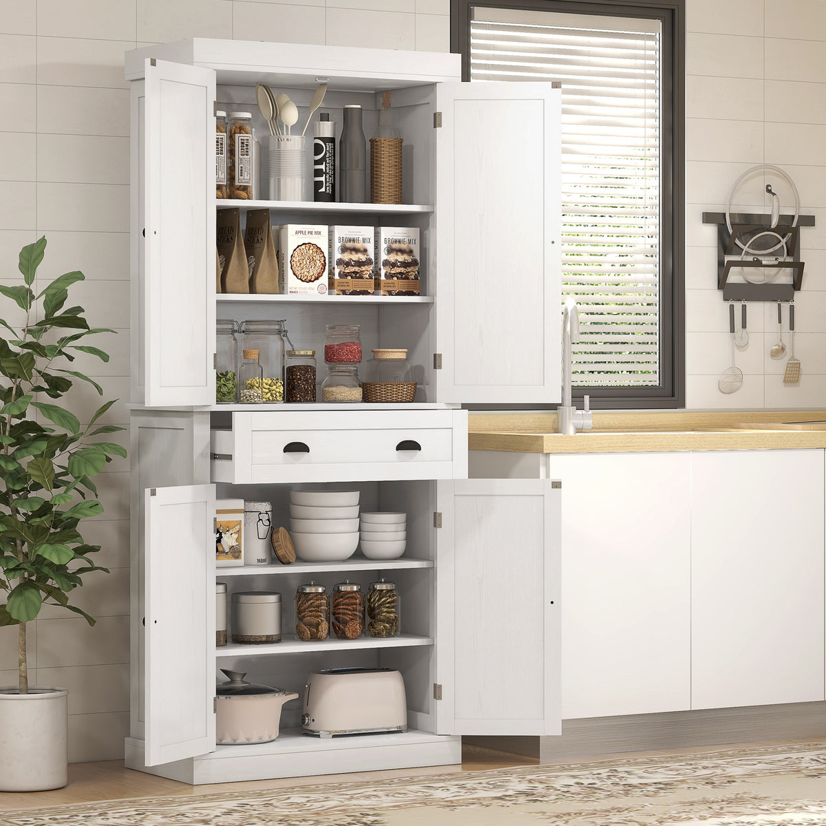 Tall Kitchen Pantry Cabinet with 2 Drawers – 30"W x 73"H