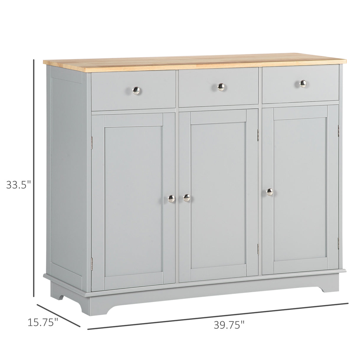 Buffet Cabinet with Storage Cabinets – 40"W x 34"H, Grey