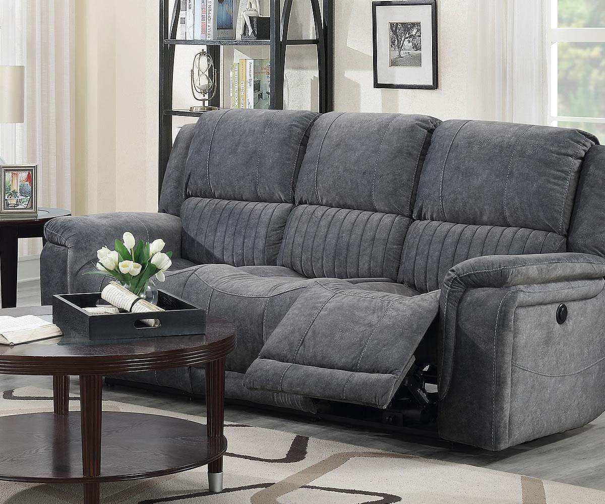 Washington Power Reclining Sofa Set: Suede Blend, USB Ports, Wireless Charger
