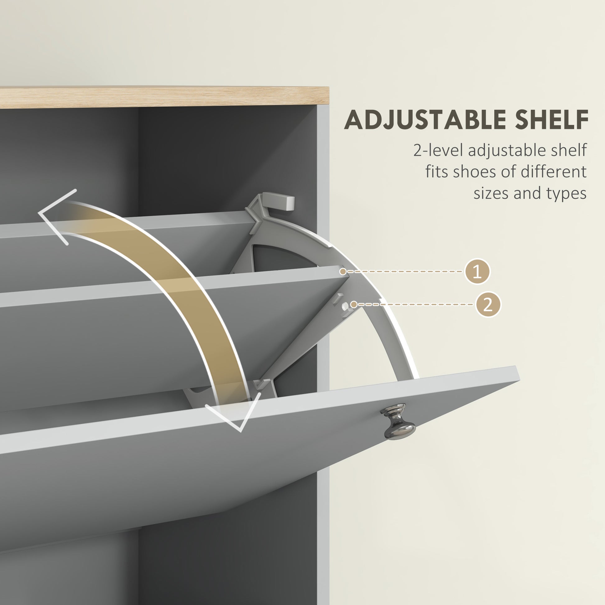 HOMCOM Modern Grey Entryway Shoe Storage Cabinet, 3 Flip Drawers, 24-Pair Capacity
