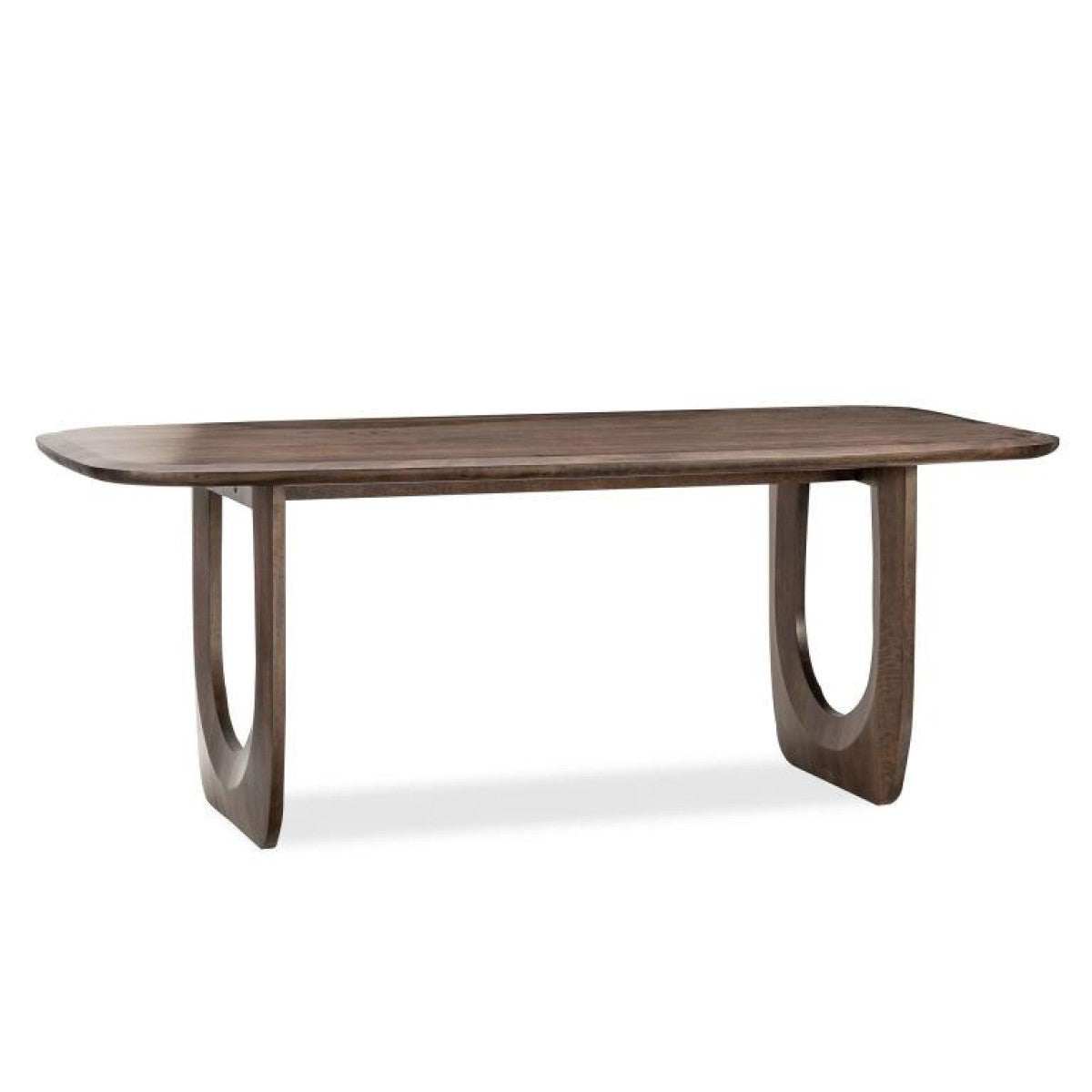 Curved Solid Wood Dining Table – Dark Walnut