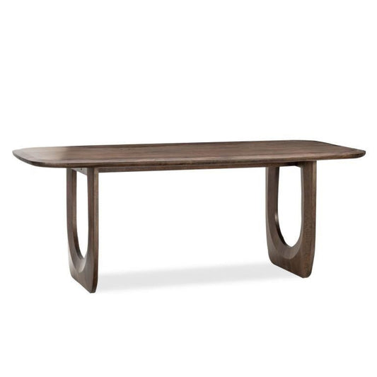 Curved Solid Wood Dining Table – Dark Walnut