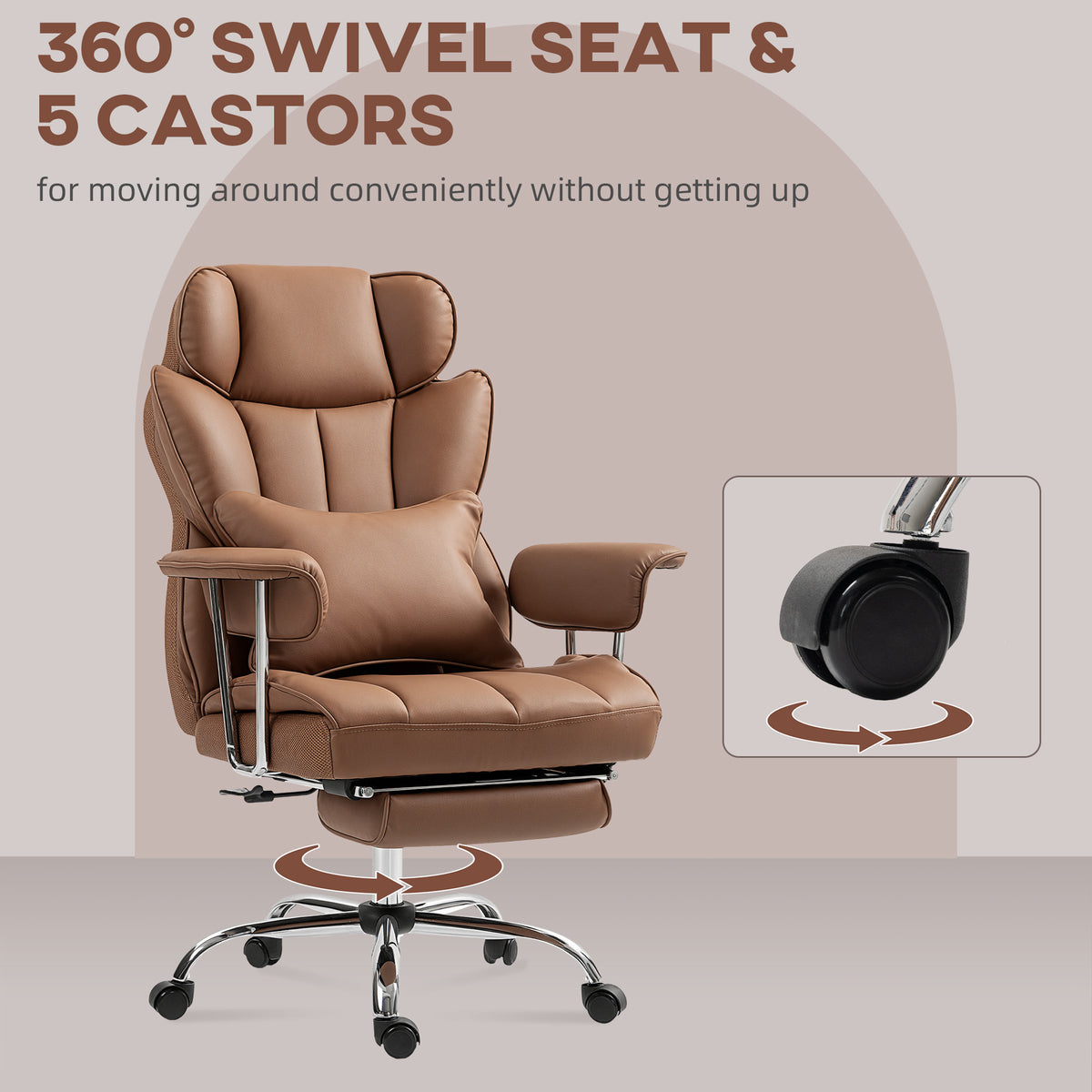 400LBS Massage Office Chair, Executive Office Chair with 6-Point Vibration, Brown