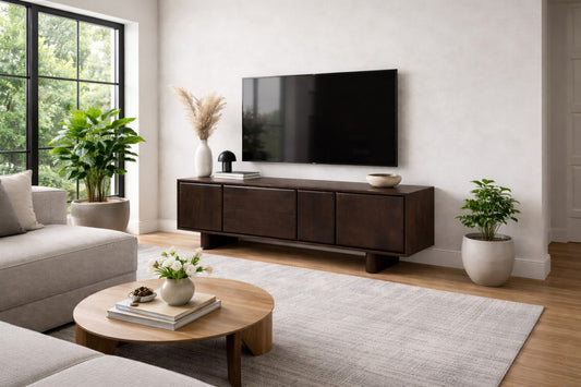 Mango Wood 63'' TV Stand – Dark Walnut