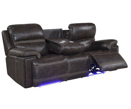 Beckley Power Recliner Sofa with Headrests, Wireless Charger, and LED