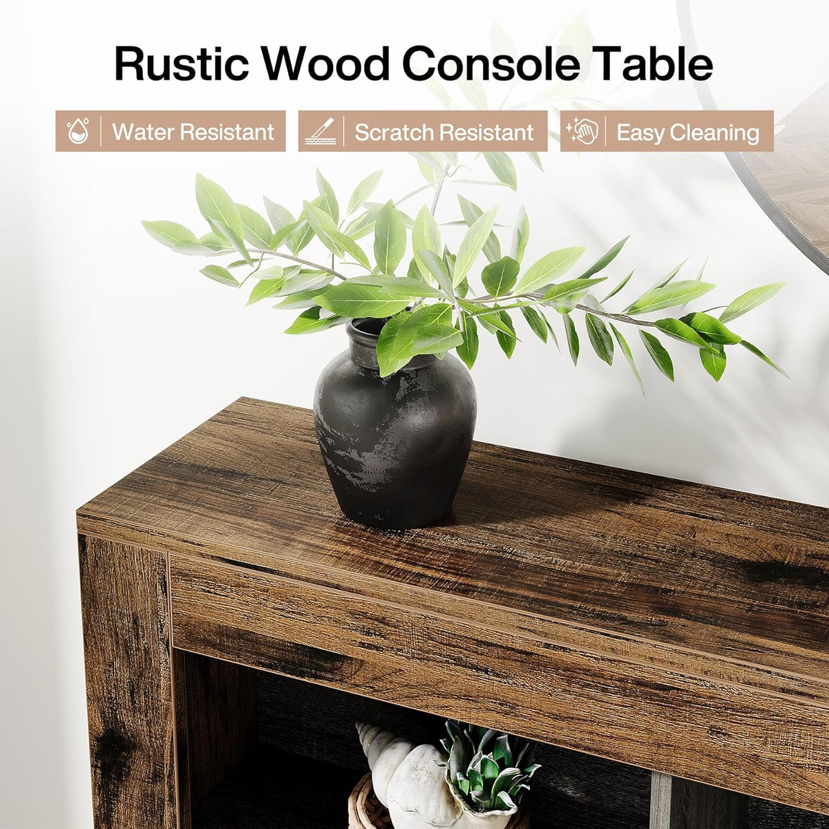 63" Console Table, Narrow Sofa Table Entryway Table with 6 Storage Cubes
