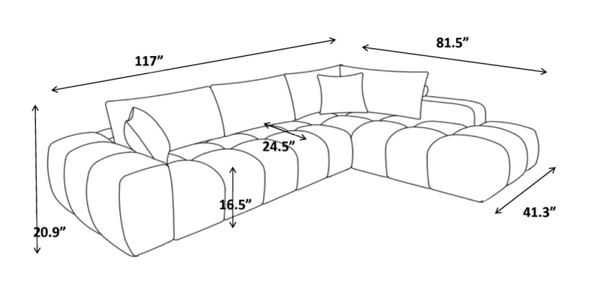 Tufted Sectional – Mustard