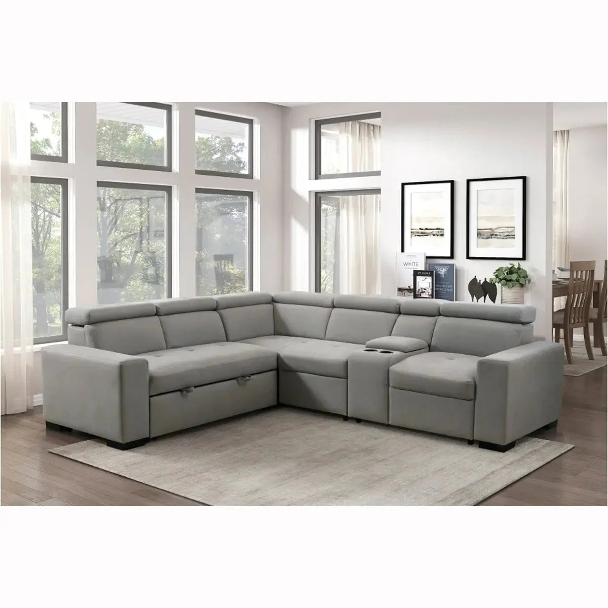9219 Light Grey Modern Pull-Out Sofa Bed