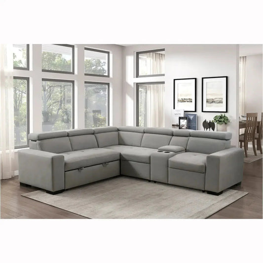 9219 Light Grey Modern Pull-Out Sofa Bed