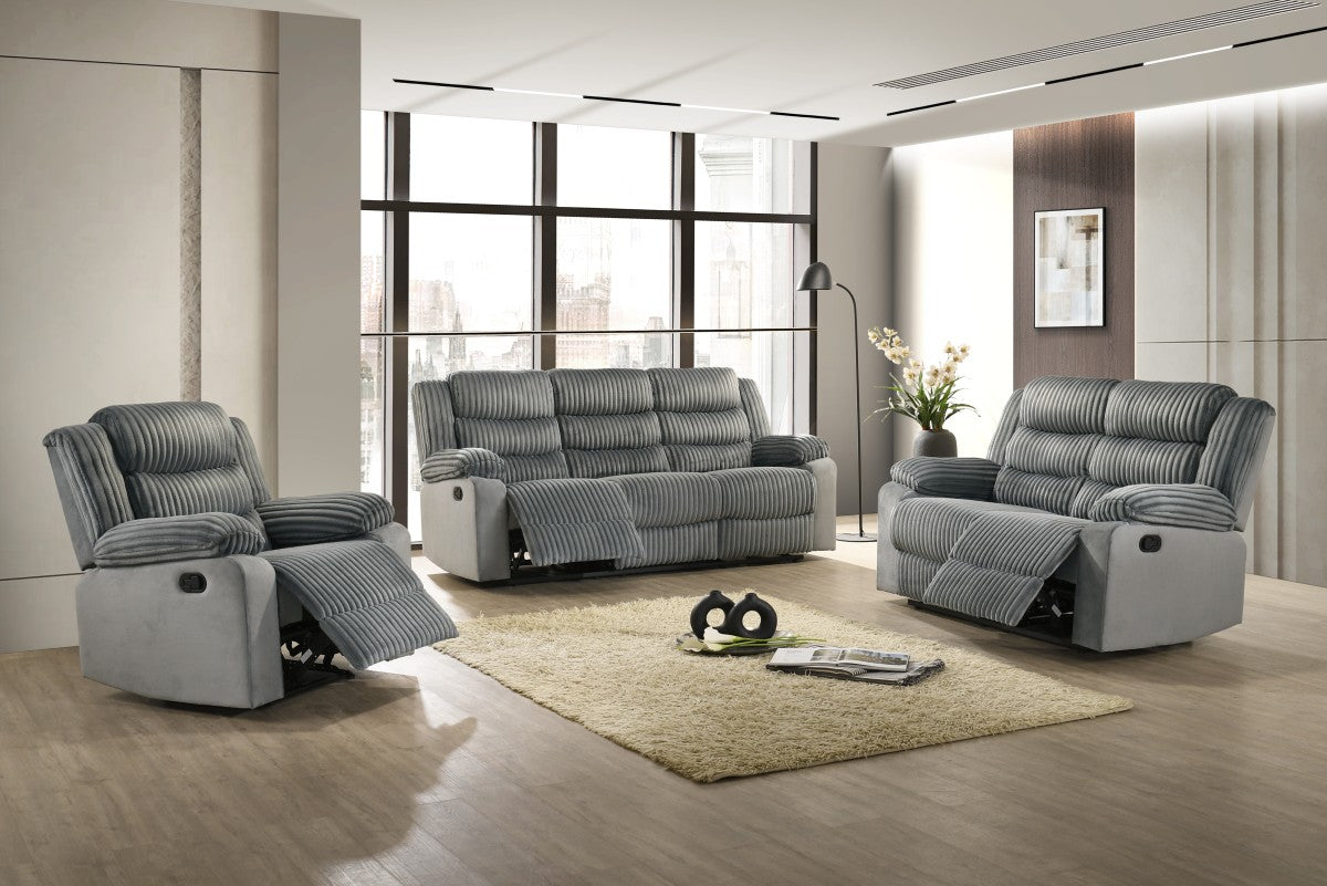 Brassex Romilly Series Grey Corduroy Fabric Power Recliner Chair, Plush Seating