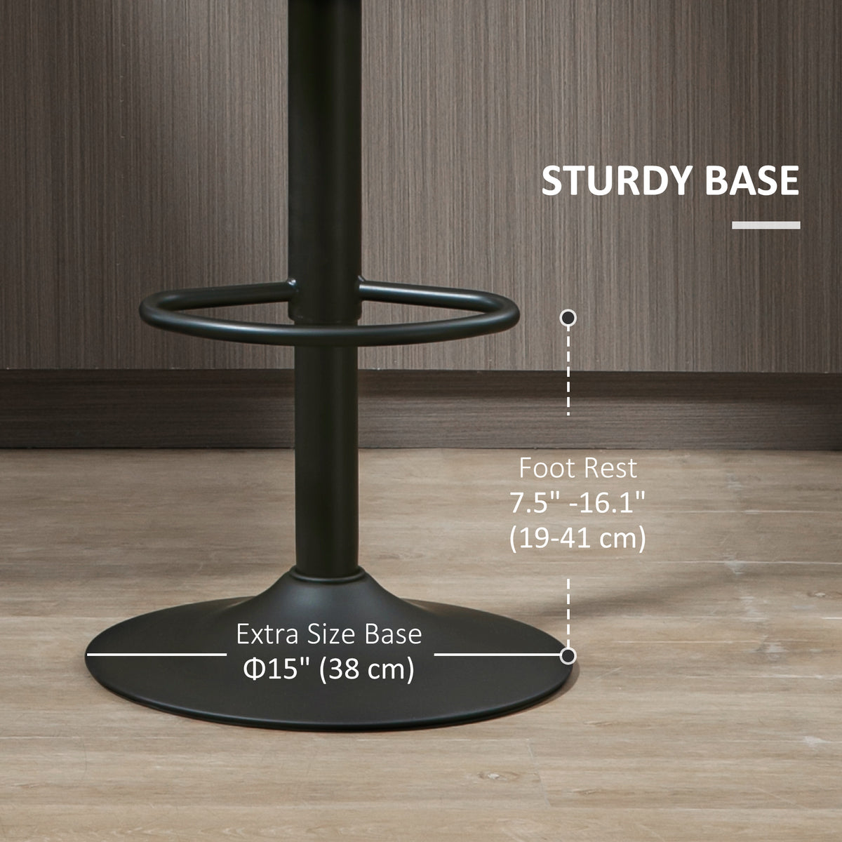 Backless PU Leather Round Swivel Bar Stools, Adjustable, Set of 2, Dark Grey