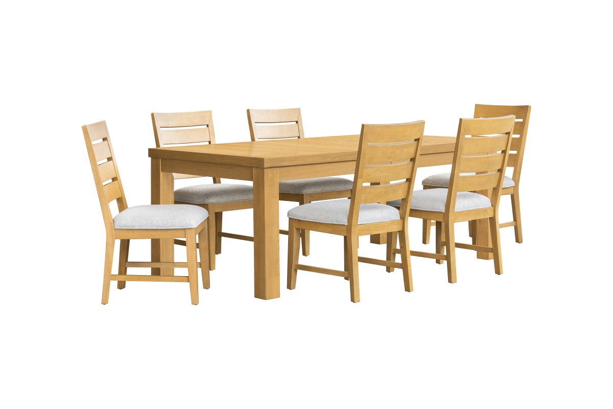 Upholstered Extendable 7-Piece Dining Set – Oak