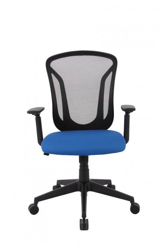 Brassex Ergonomic Mesh Swivel Office Chair with Adjustable Lumbar Support, Blue