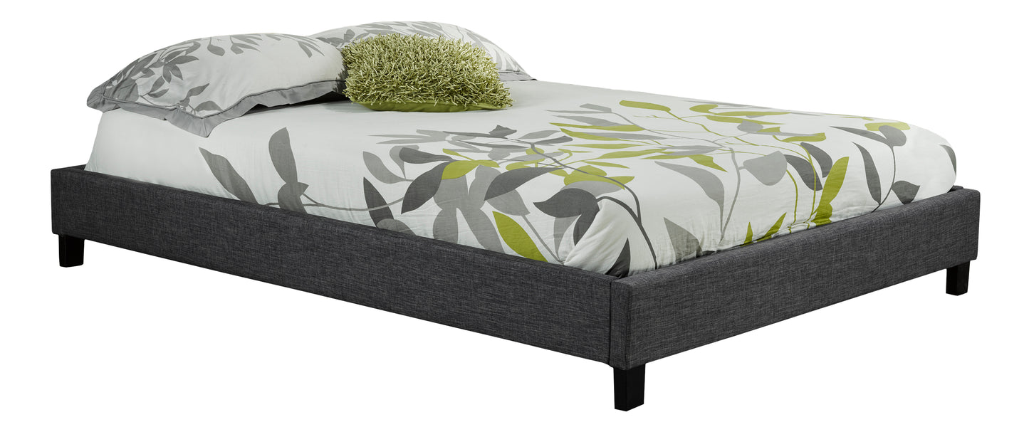 Soho Grey Twin Platform Bed Frame with Bentwood Slats, Polyester Fabric