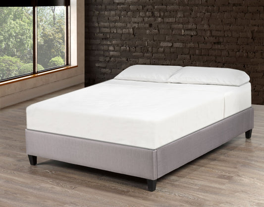 Douglas Queen Platform Bed Base - Grey Upholstered with Slat Support
