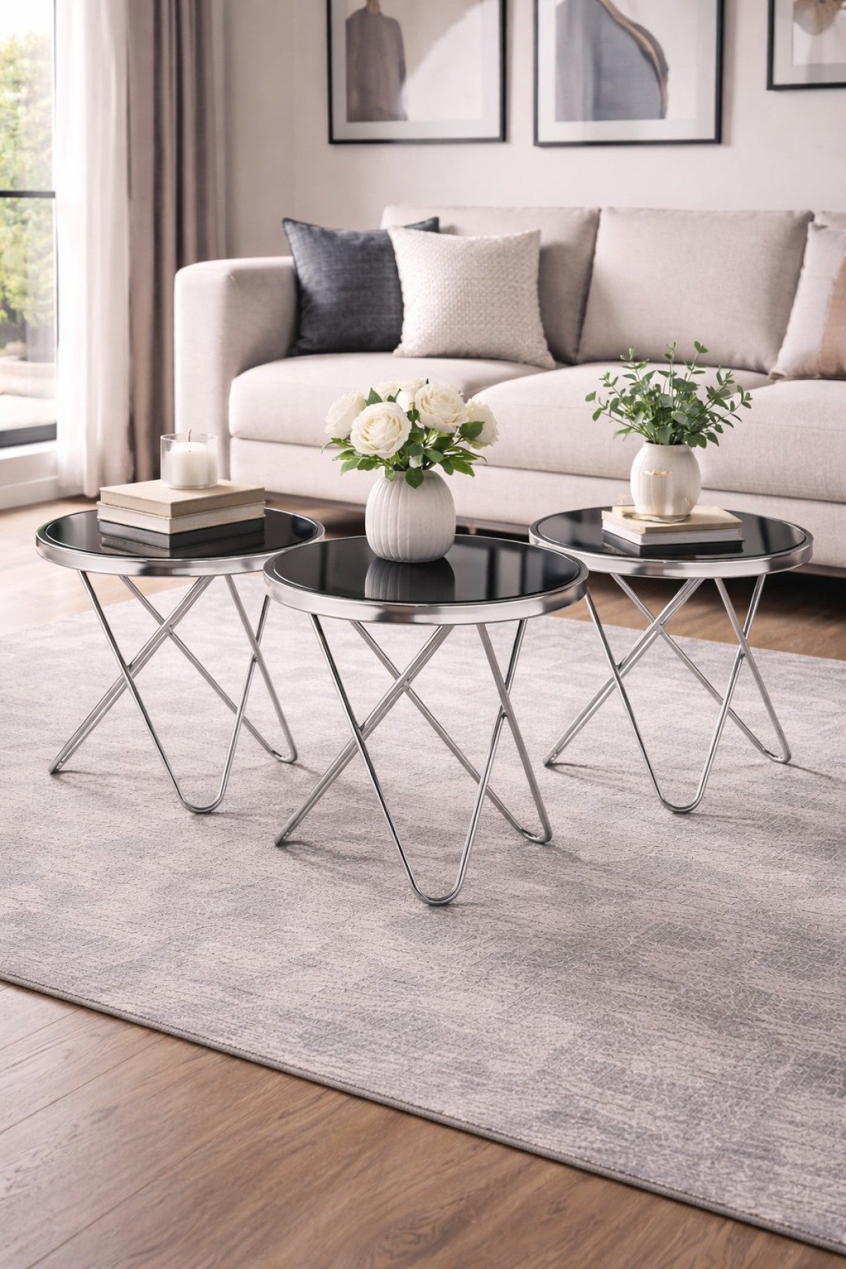 Glass Accent Table – Silver