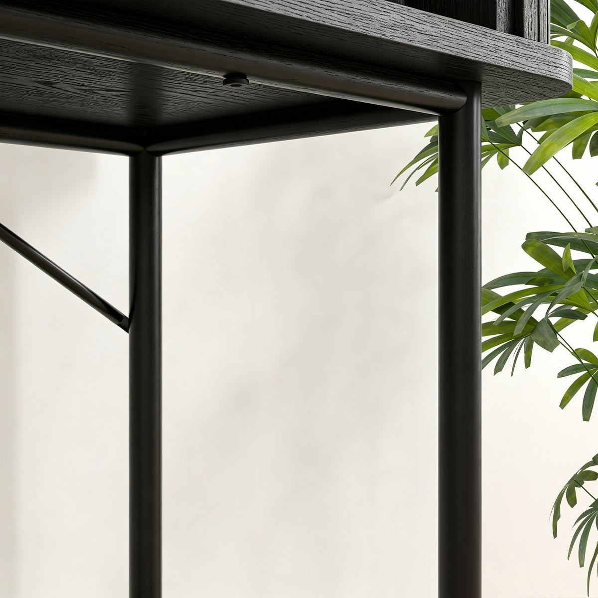 Mid-Century Entryway Console Table with Storage Compartments, Black