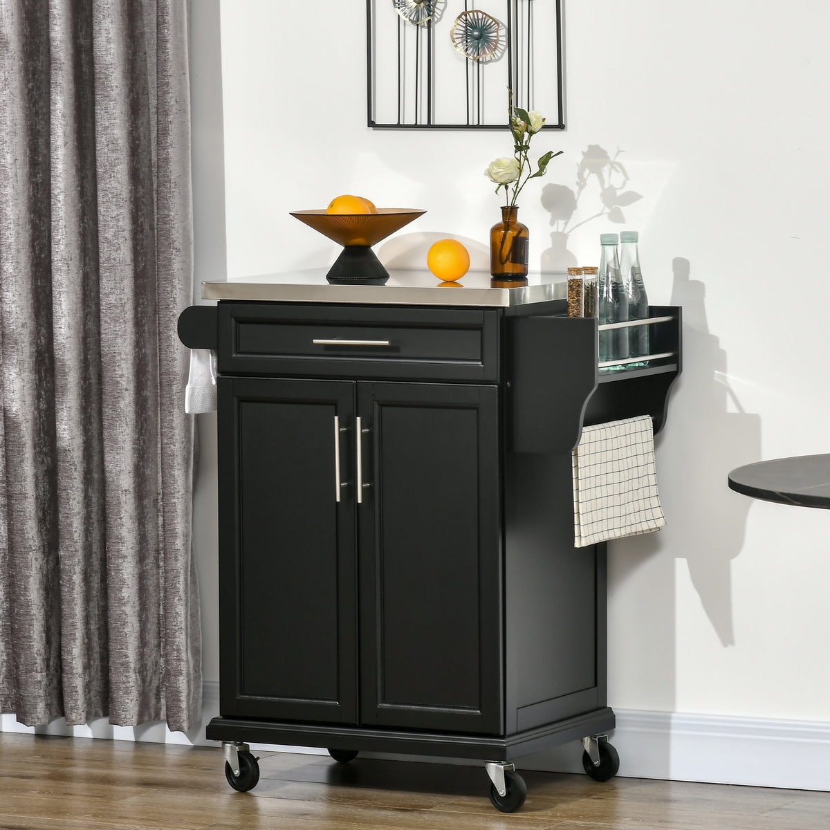 Kitchen Island with Stainless Steel Top – 33"W x 36"H