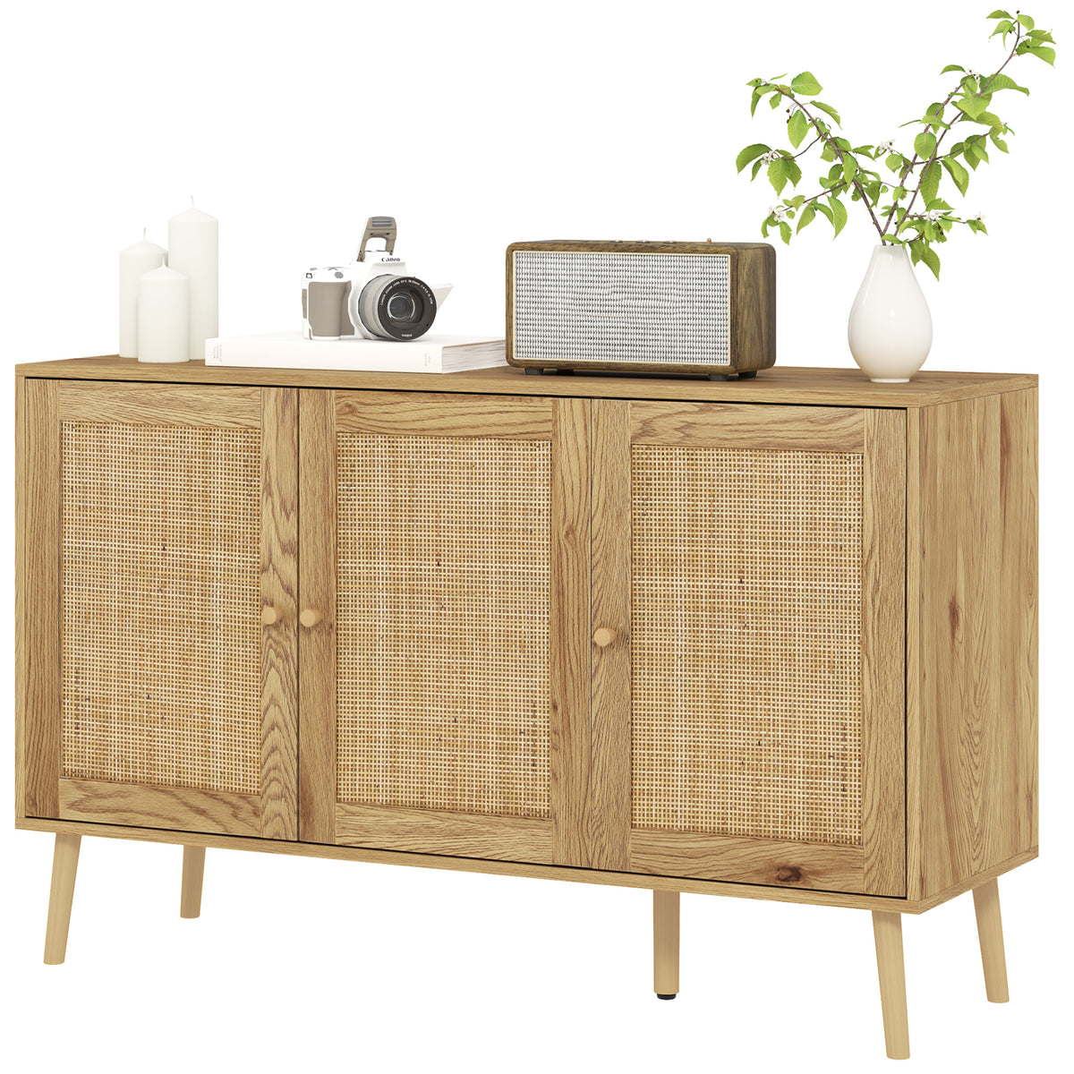 47" Bohemian Sideboard with Rattan Doors