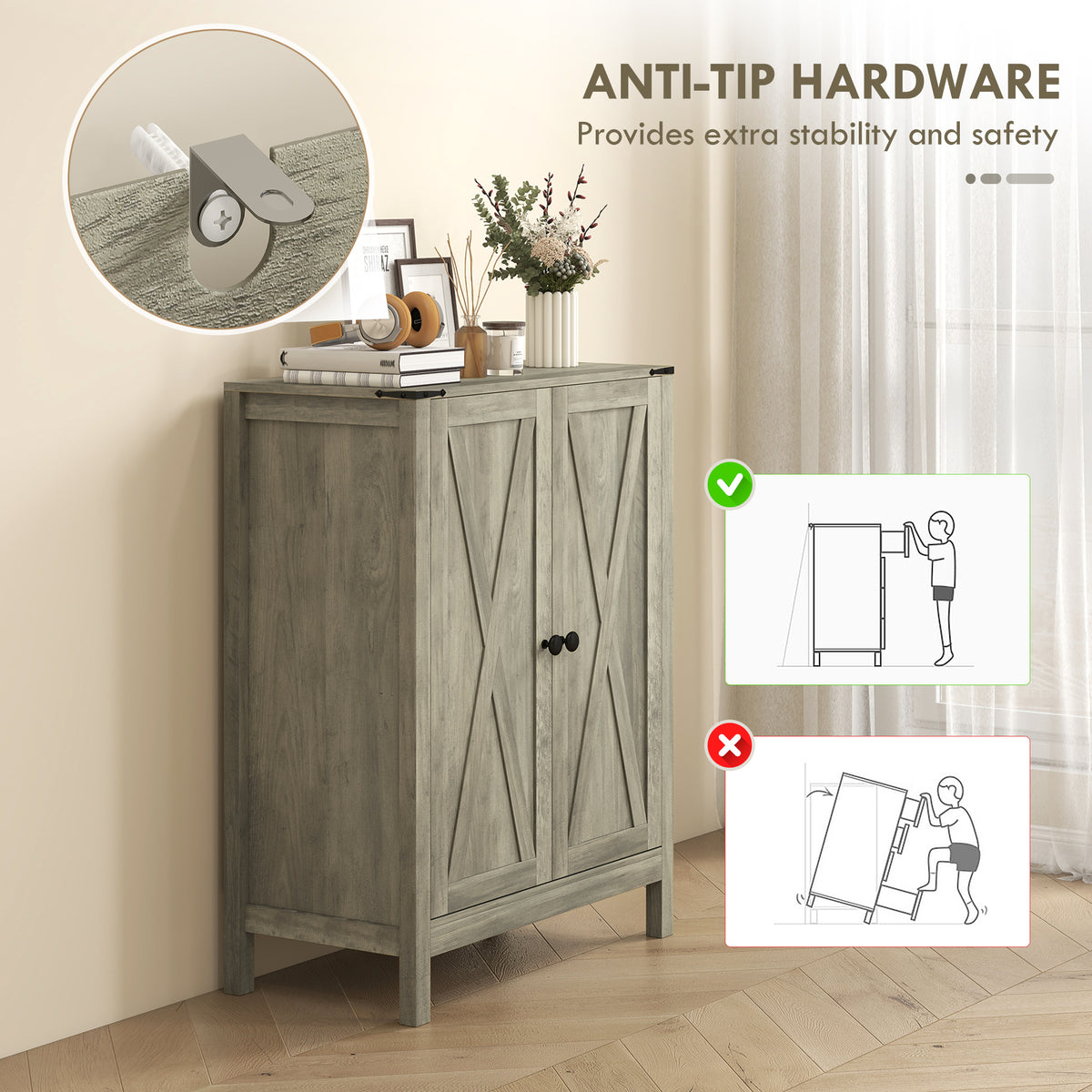 Shoe Cabinet with Barn Doors – 30"W x 39"H