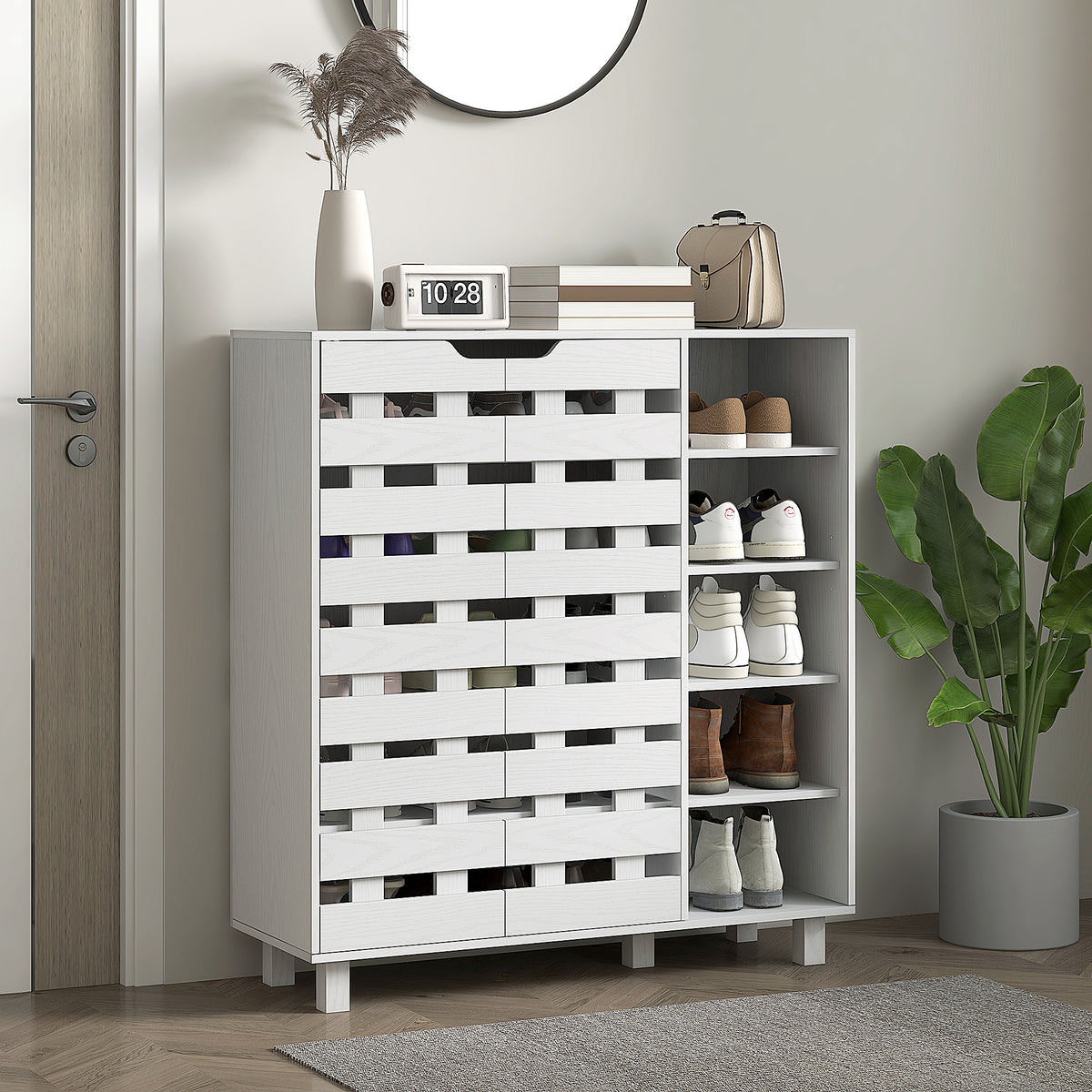 Shoe Cabinet with 5-Tier Double Door Storage – 34"W x 37"H