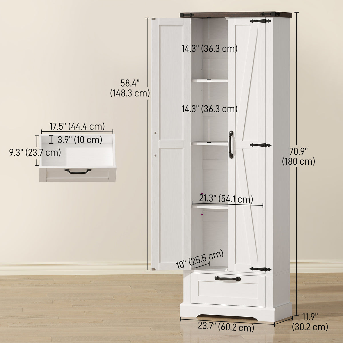 Kitchen Storage Cabinet with Adjustable Shelves – 24"W x 71"H