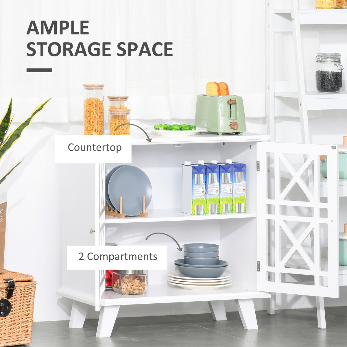 Storage Cabinet with Fretwork Doors and Shelf – 31"W x 31"H