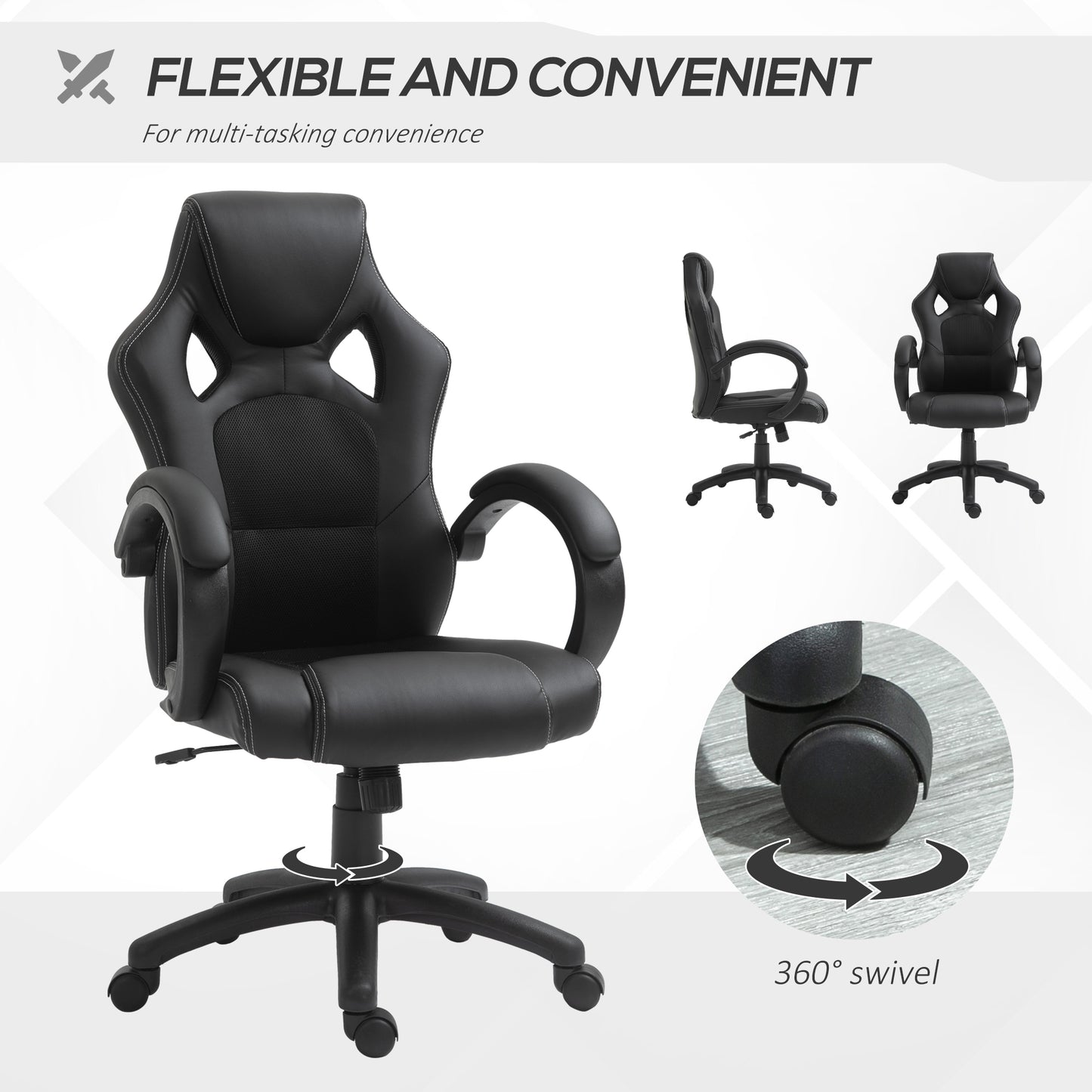 HOMCOM Ergonomic Racing Style High-Back Executive Swivel Office Gaming Chair Black
