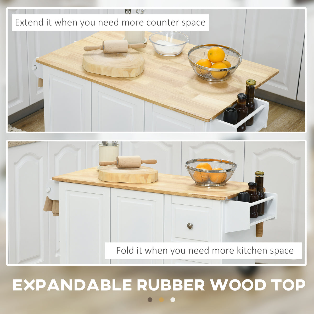 Kitchen Cart with Drop Leaf – 45"W x 36"H