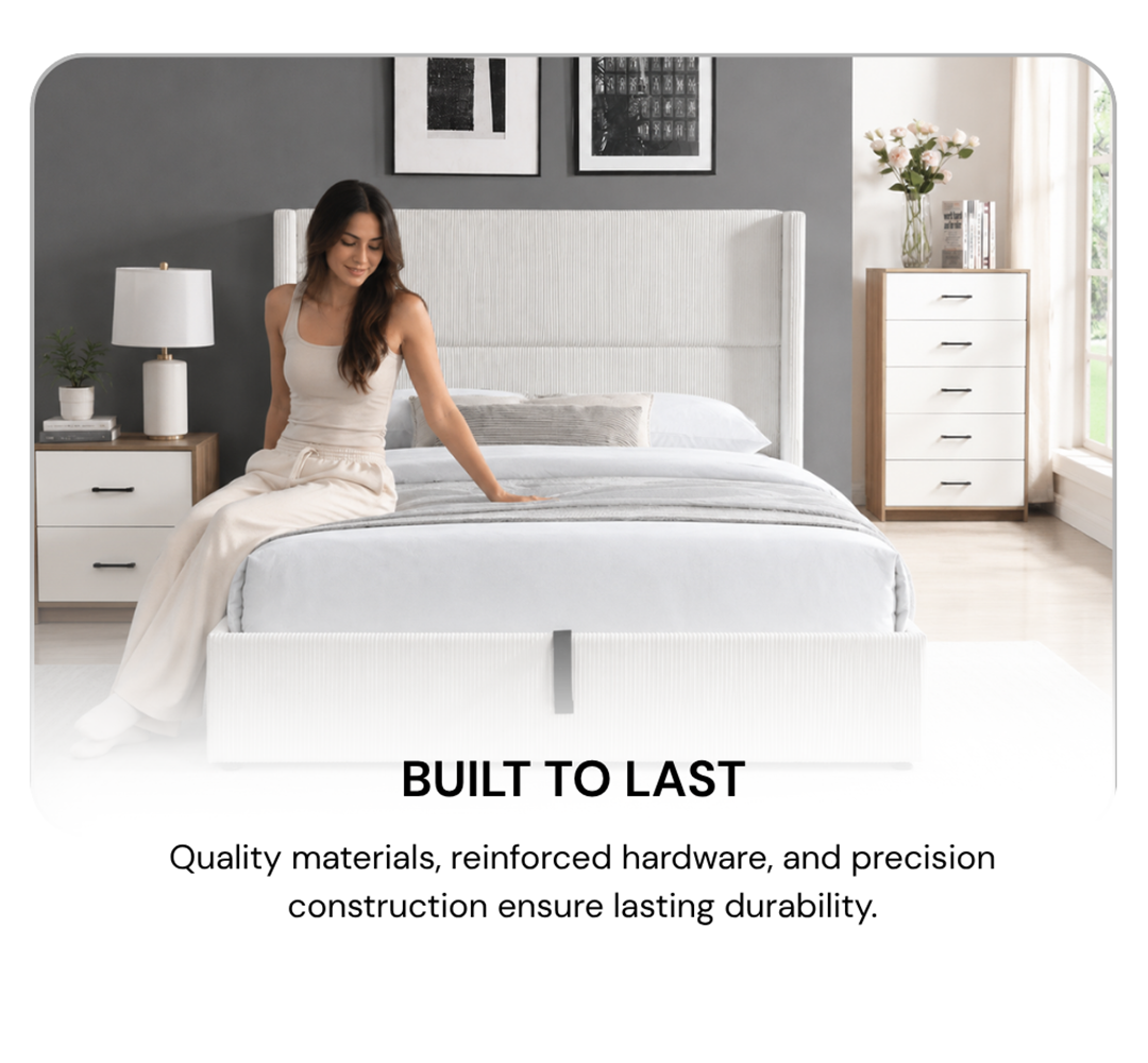 Titus T2164 Modern Tufted Corduroy Storage Platform Bed Frame