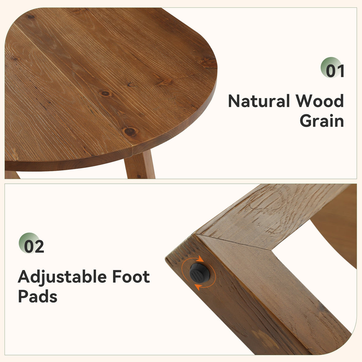 Solid Wood Oval Dining Table, 63" Kitchen Table with Sturdy Tapered Legs for 4-6