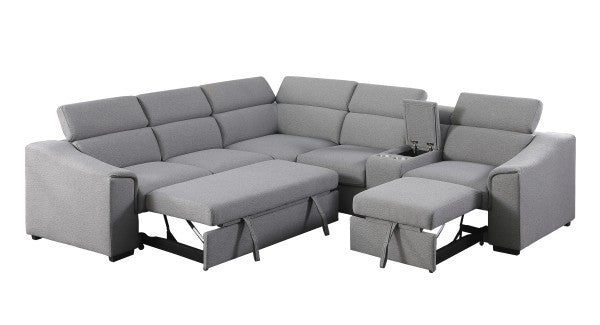 Emmett LHF Sectional Sofa Bed Grey