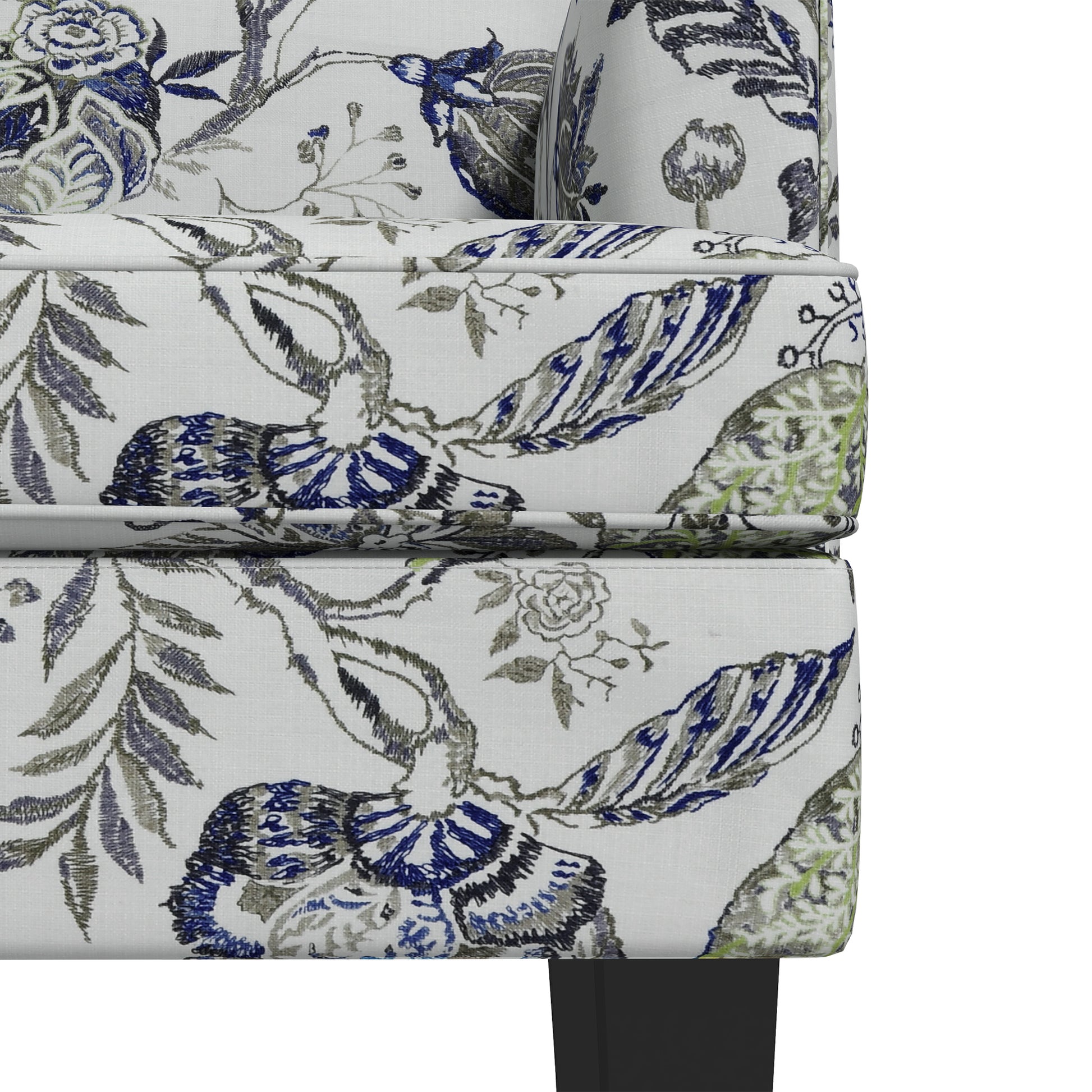 HOMCOM Mid-Century Upholstered Accent Armchair, Floral Pattern, Nailhead Trim, Multicolour