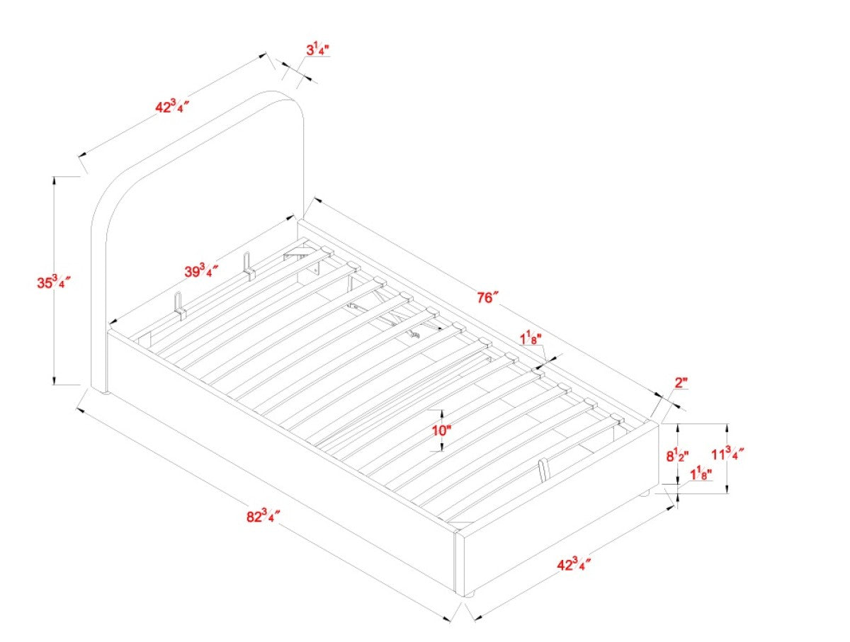 Upholstered Solid Wood Platform Storage Bed