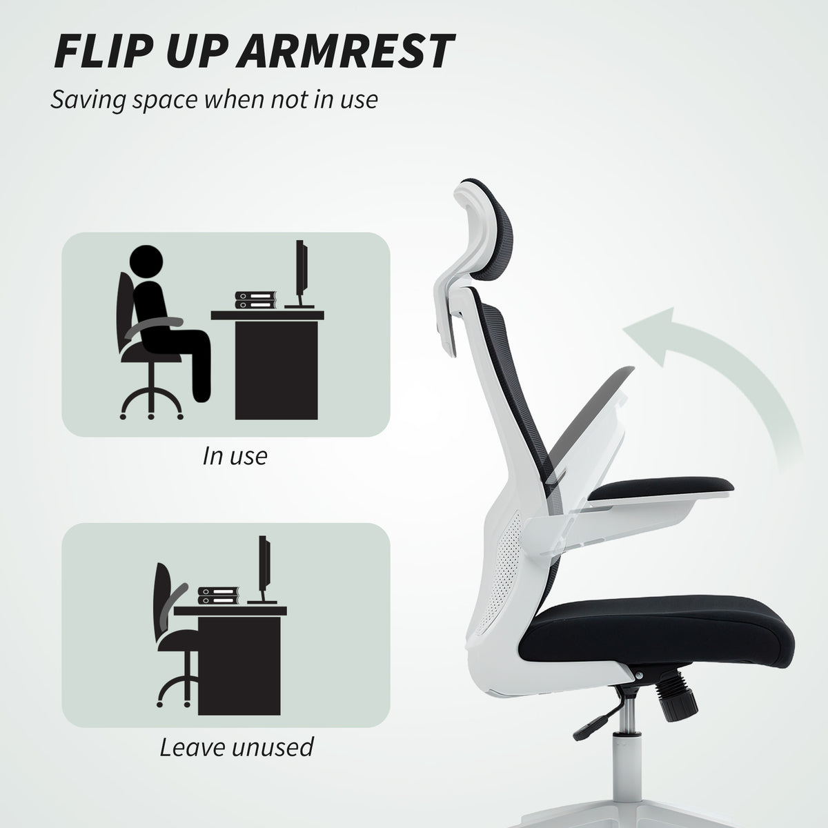 Ergonomic Office Chair, Swivel Desk Chair with Adjustable Lumbar Support, Black