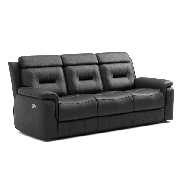 Nelson Luxurious Black Leather Recliner Sofa with Cupholders and Ergonomic Design