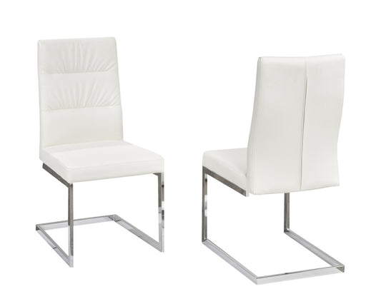 Poppy White Fabric Dining Chairs with Chrome Legs (Set of 2)