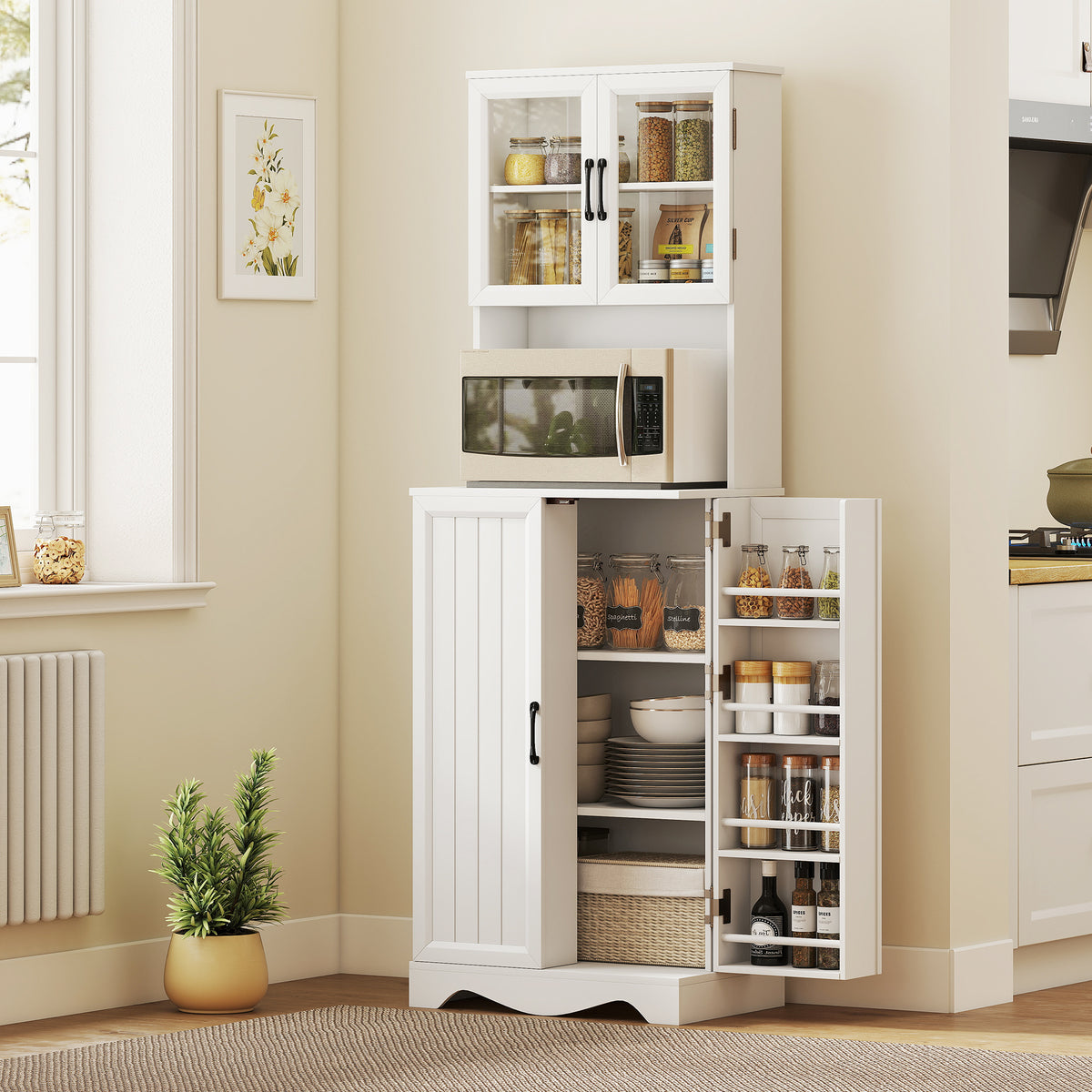 Kitchen Pantry Cabinet with 8 Door Shelves – 24"W x 71"H