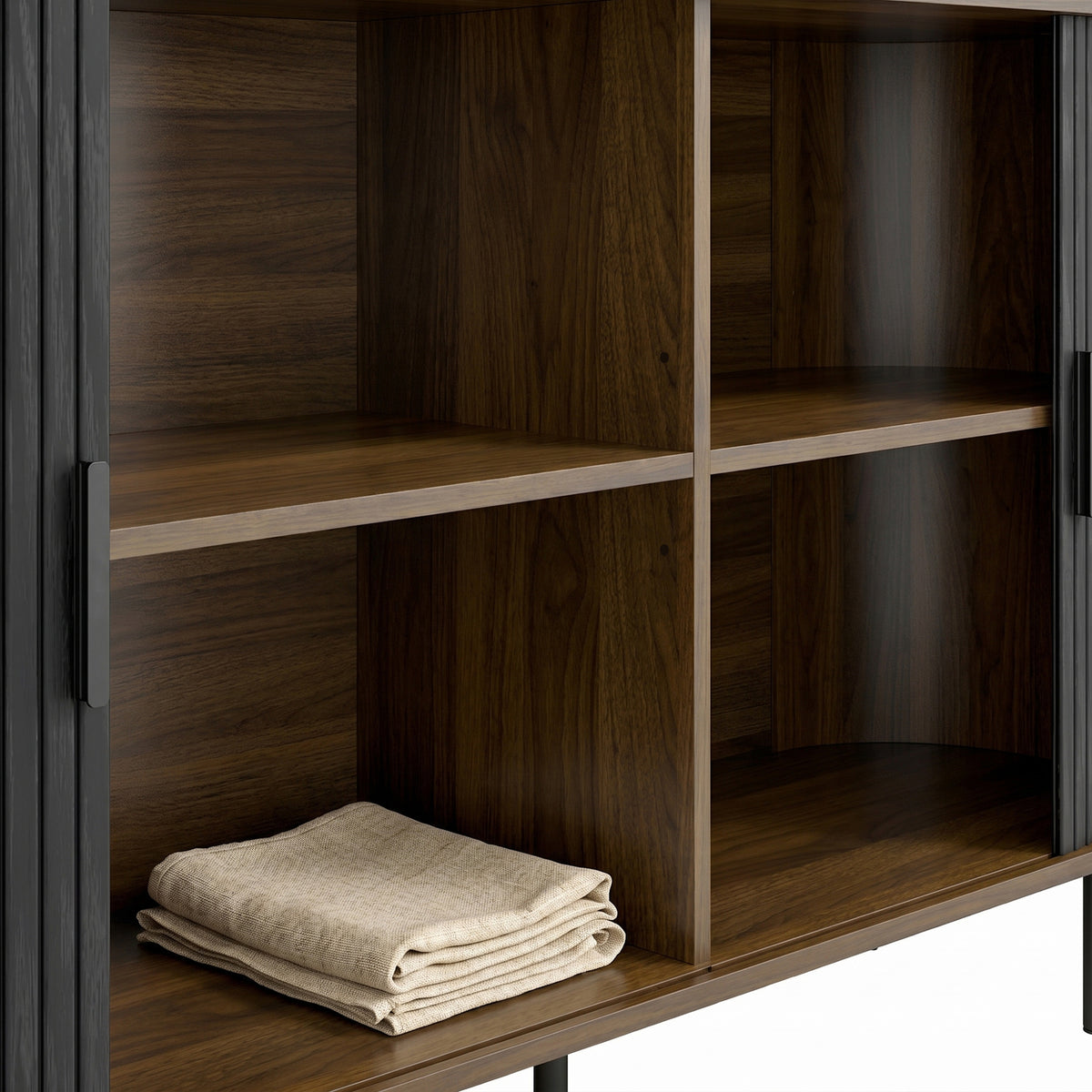 Mid Century Coffee Bar Cabinet with Sliding Doors and Adjustable Shelves – 55"W x 30"H