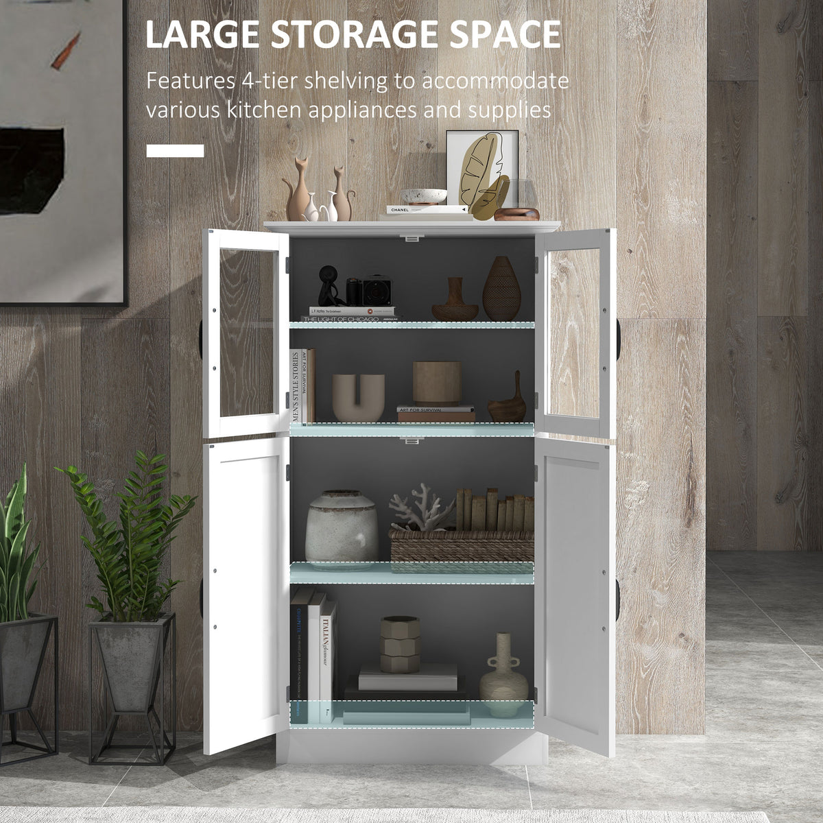 Modern Sideboard Cabinet with Glass Doors – 24"W x 44"H