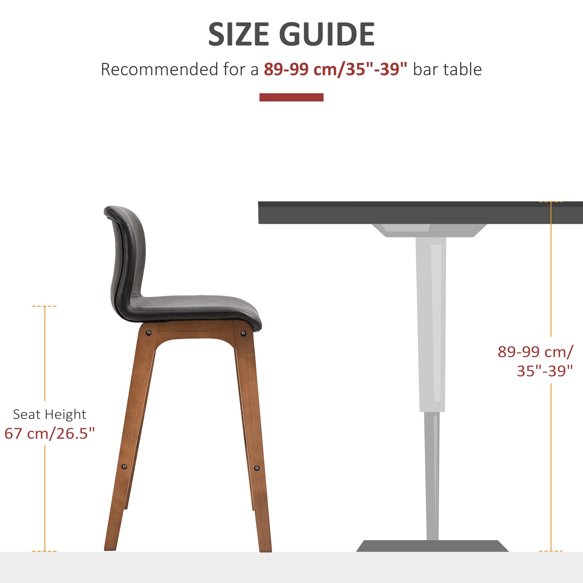 HOMCOM Modern Counter Height Bar Stools, Brown Faux Leather, Two-Piece Set