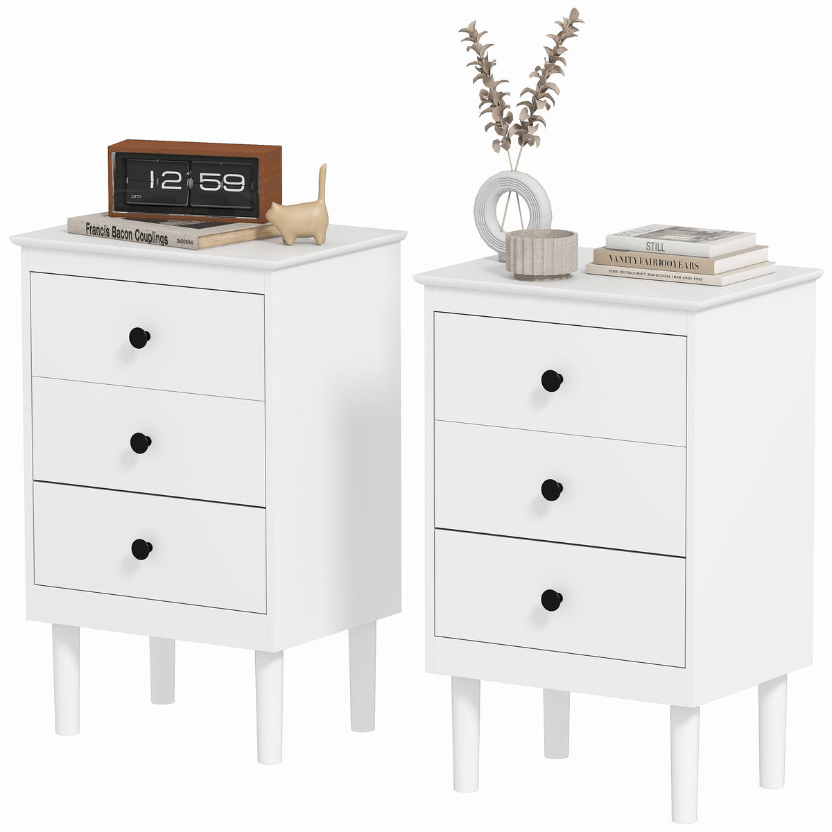 Modern 3-Drawer Nightstands, Set of 2 – 16"W x 25"H