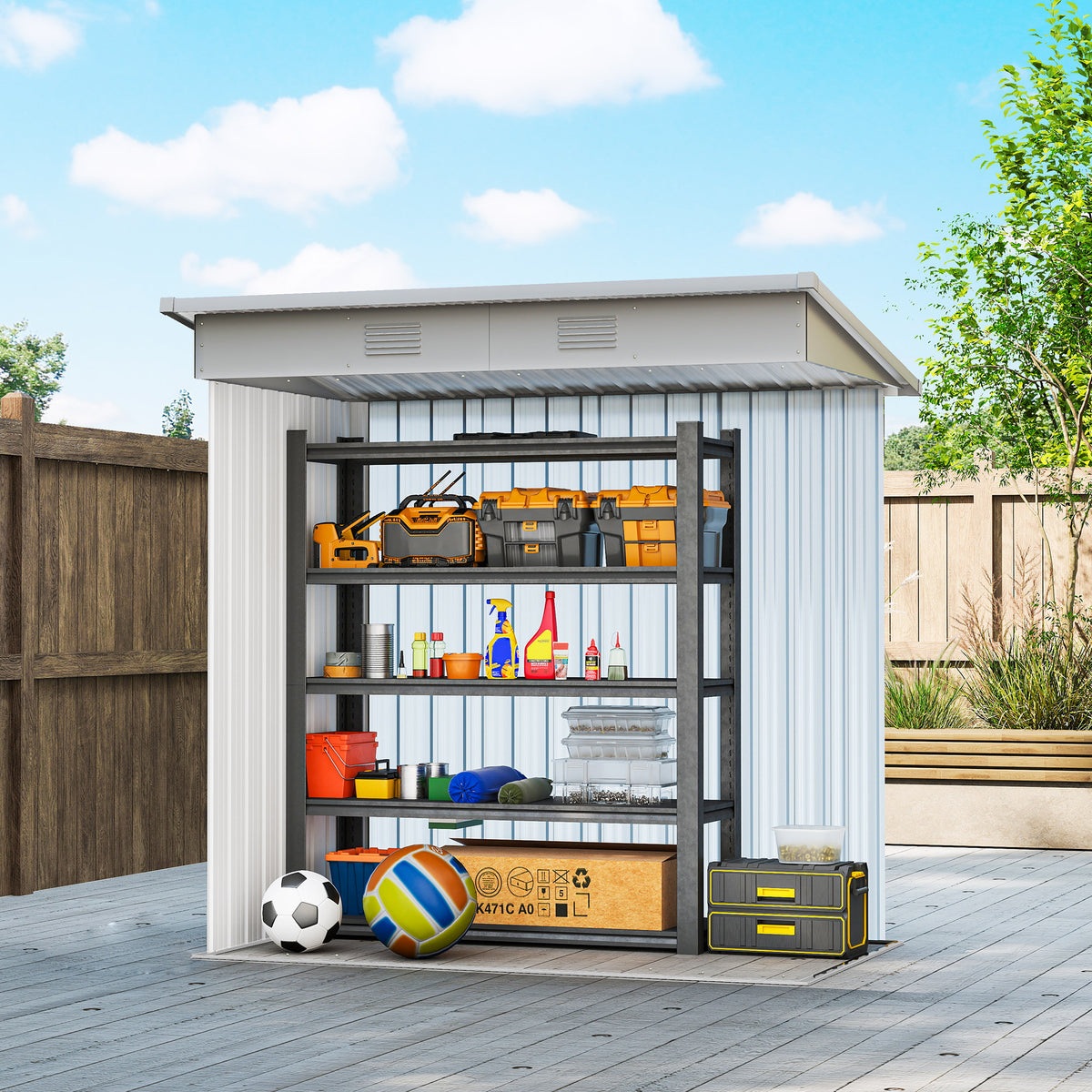 6' x 4' Outdoor Storage Shed, Metal Garden Shed with Lockable Sliding Doors and Vents – Yellow