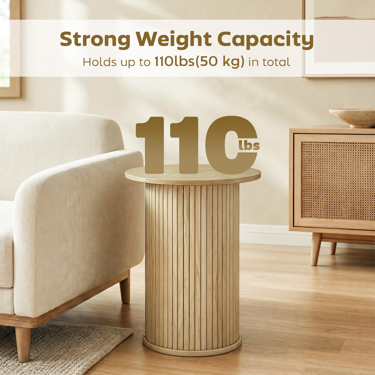 Round Fluted Nightstand – 19"W x 22"H